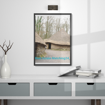 Village Charm Framed photo paper poster with realestatematching24 without key Logo