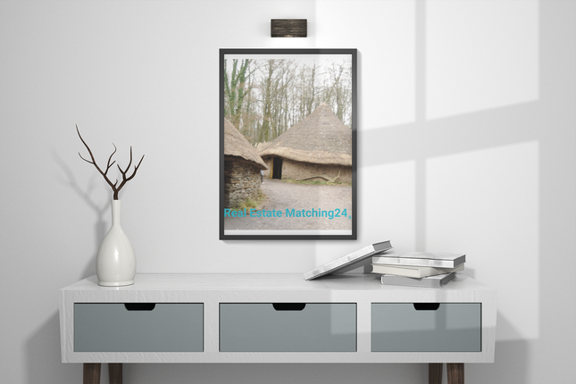 Village Charm Framed photo paper poster with realestatematching24 without key Logo