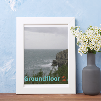 Seaside Serenity Framed photo paper poster with Groundfloor with House Logo