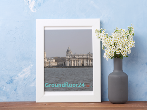 Riverside Beauty Framed canvas with Groundfloor24 with House Logo