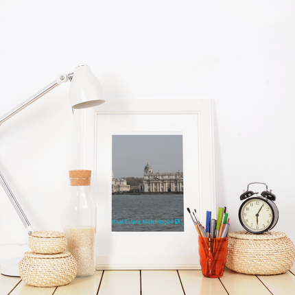 Riverside Beauty Framed poster with realestatematching24 with key Logo