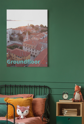 Roof Sunset View Framed poster with Groundfloor with House Logo