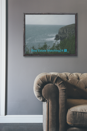 Seaside Serenity Poster with realestatematching24 with key Logo
