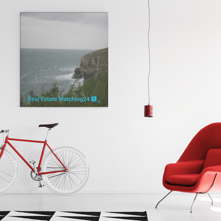 Seaside Serenity Poster with hangers with realestatematching24 with key Logo