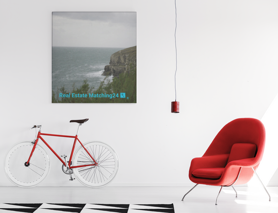 Seaside Serenity Poster with hangers with realestatematching24 with key Logo