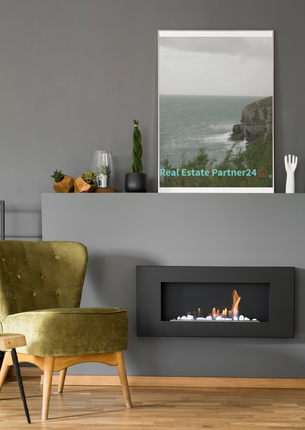 Seaside Serenity Poster with hangers with realestatepartner24 with house Logo