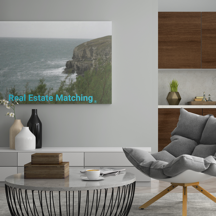 Seaside Serenity Poster with realestatematching without key Logo