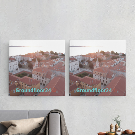 Roof Sunset View Poster with hangers with Groundfloor24 with House Logo
