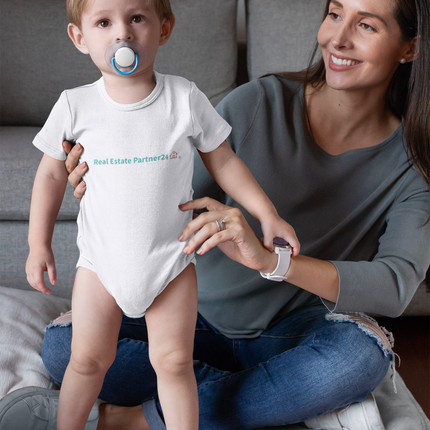 Baby short sleeve one piece with Real Estate Partner24 Logo