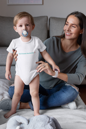 Baby short sleeve one piece with Real Estate Partner24 Logo