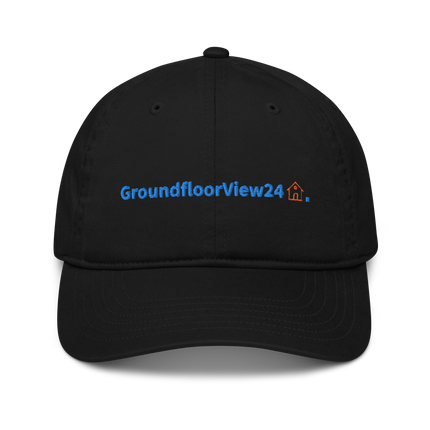 Serbia Organic dad hat GroundfloorView24 with 3 Logos.