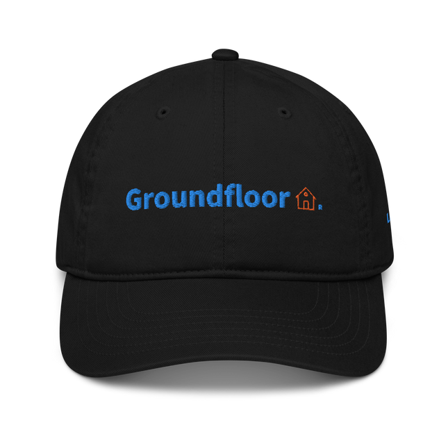 Luxembourg Organic dad hat Groundfloor with 3 Logos.