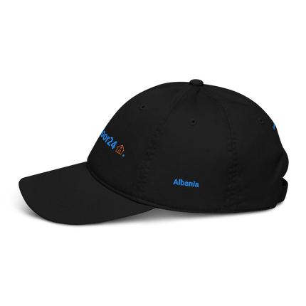 Albania Organic dad hat Groundfloor24 with 3 Logos.