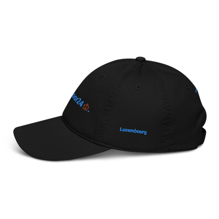 Luxembourg Organic dad hat Groundfloor24 with 3 Logos.