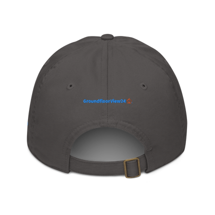 North Macedonia Organic dad hat GroundfloorView24 with 3 Logos.