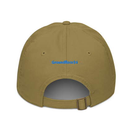 Romania Organic dad hat Groundfloor24 with 3 Logos.