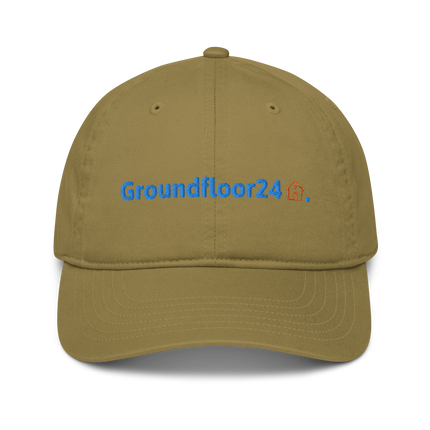 Greece Organic dad hat Groundfloor24 with 3 Logos.