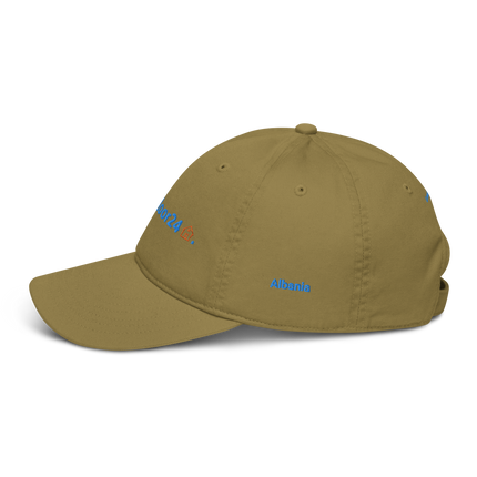 Albania Organic dad hat Groundfloor24 with 3 Logos.