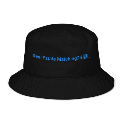 Organic bucket hat Real Estate Matching24 with Logo.