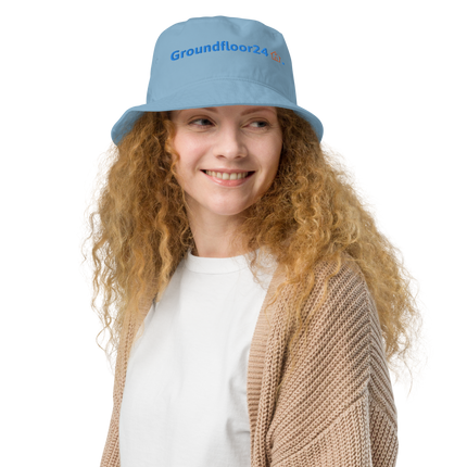 Organic bucket hat Groundfloor24 with Logo.