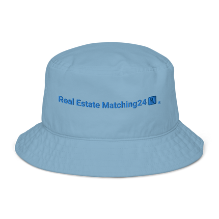 Organic bucket hat Real Estate Matching24 with Logo.