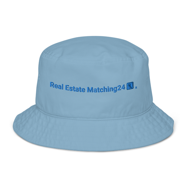 Organic bucket hat Real Estate Matching24 with Logo.