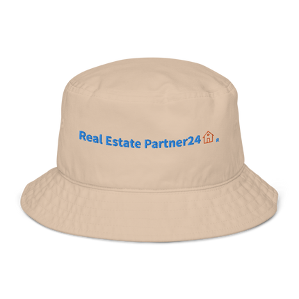 Organic bucket hat Real Estate Partner24 with Logo.