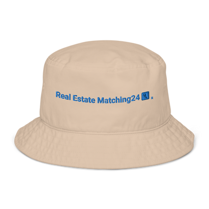 Organic bucket hat Real Estate Matching24 with Logo.