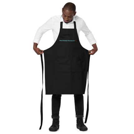 Organic cotton apron with Real Estate Partner24 Logo