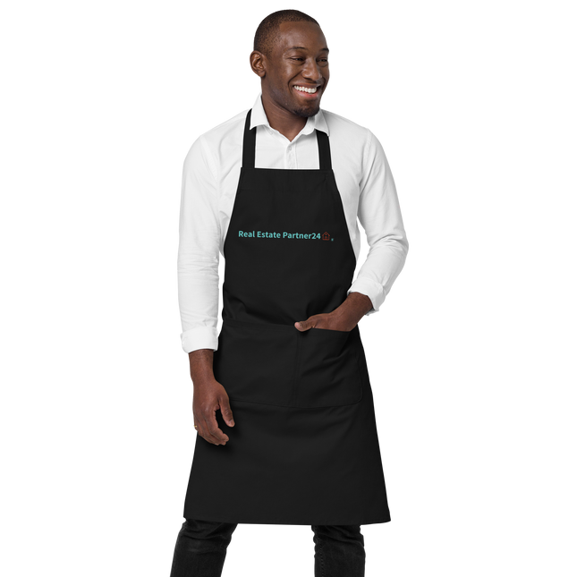 Organic cotton apron with Real Estate Partner24 Logo