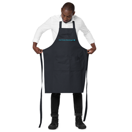 Organic cotton apron with Real Estate Matching24 Logo