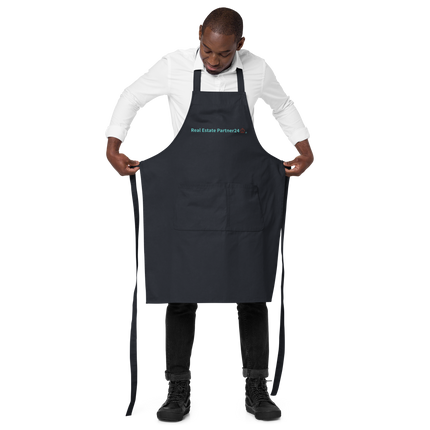 Organic cotton apron with Real Estate Partner24 Logo