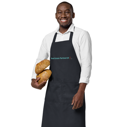 Organic cotton apron with Real Estate Partner24 Logo