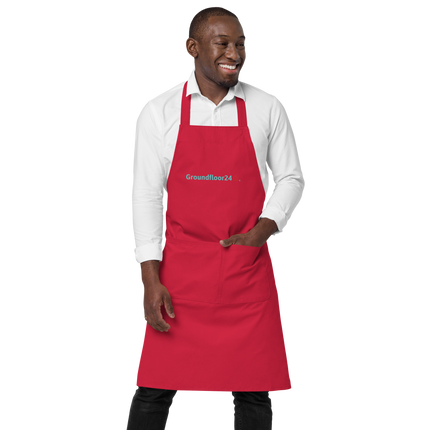 Organic cotton apron with Groundfloor24 Logo