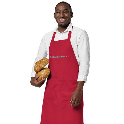 Organic cotton apron with Real Estate Partner24 Logo