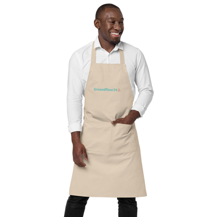 Organic cotton apron with Groundfloor24 Logo