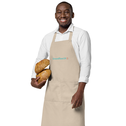 Organic cotton apron with Groundfloor24 Logo