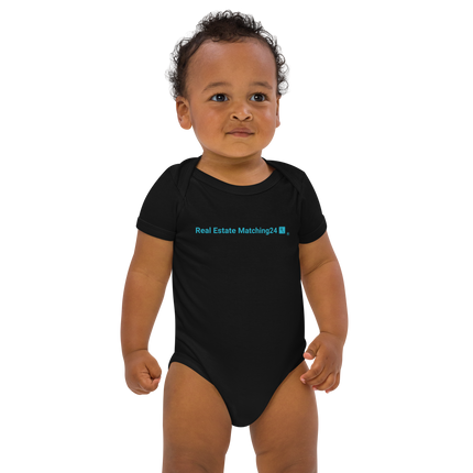 Organic cotton baby bodysuit with Real Estate Matching24 Logo