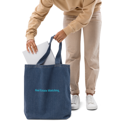 Organic denim tote bag