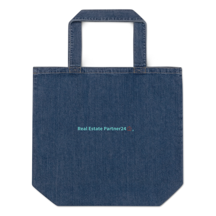 Organic denim tote bag with Real Estate Partner24 Logo
