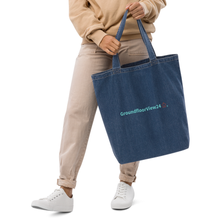 Organic denim tote bag Groundfloorview24 with House
