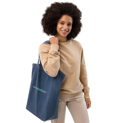 Organic denim tote bag Groundfloorview24 with House