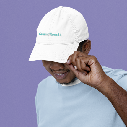 Belarus Organic dad hat Groundfloor24 with 3 Logos.