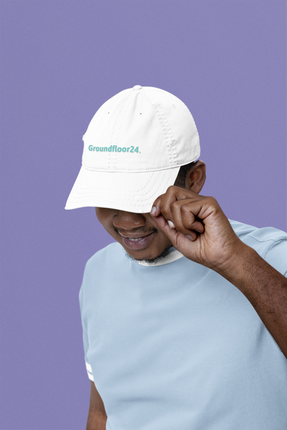 Belarus Organic dad hat Groundfloor24 with 3 Logos.