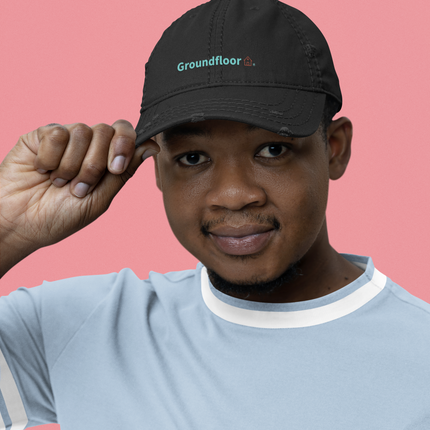 Belarus Organic dad hat Groundfloor with 3 Logos.