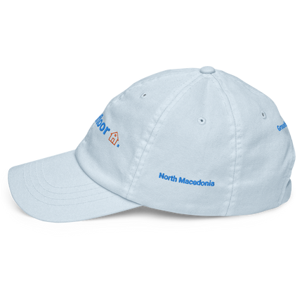 North Macedonia Pastel baseball hat Groundfloor with 3 Logos.