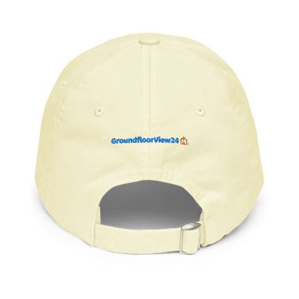 Latvia Pastel baseball hat GroundfloorView24 with 3 Logos.