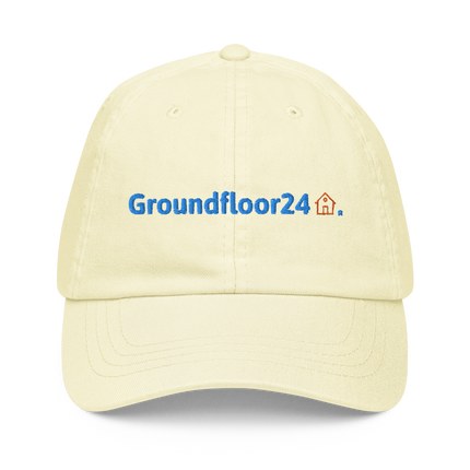 Spain Pastel baseball hat Groundfloor24 with 3 Logos.