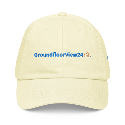North Macedonia Pastel baseball hat GroundfloorView24 with 3 Logos.