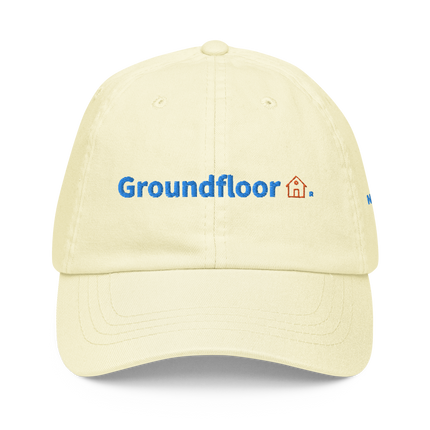 North Macedonia Pastel baseball hat Groundfloor with 3 Logos.